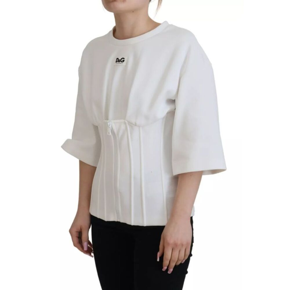 Dolce & Gabbana White Cotton Corset Stretch Top Women's T-shirt - Picture 3 of 6